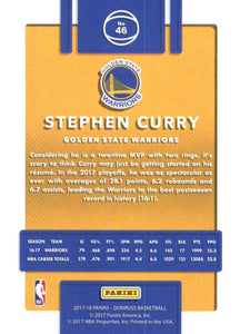 Stephen Curry 2017 2018 Panini Donruss Series Mint Card #46