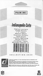 Indianapolis Colts 2020 Donruss Factory Sealed Team Set with Jonathan Taylor and Michael Pittman Rated Rookie