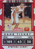 Stephen Curry 2020 2021 Panini Contenders Game Ticket Mint RED Parallel Card #1
