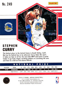Stephen Curry 2020 2021 Panini Mosaic National Pride Mint Card #249