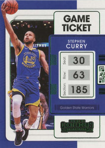 Stephen Curry 2021 2022 Panini Contenders Game Ticket Mint GREEN Parallel Card #10