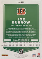 Joe Burrow 2021 Donruss Series Mint 2nd Year Photo Variation Card #211 with a Mask and no Helmet

