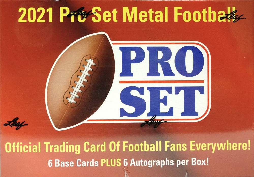 2021 Leaf PRO SET METAL Football Factory Sealed HOBBY Box with 6 AUTOG