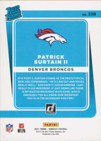 Denver Broncos 2021 Donruss Factory Sealed Team Set featuring a Rated Rookie Card of Patrick Surtain II
