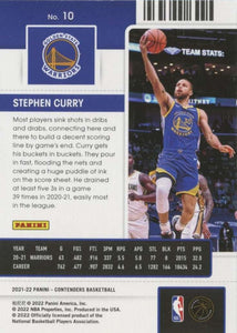 Stephen Curry 2021 2022 Panini Contenders Game Ticket Mint GREEN Parallel Card #10