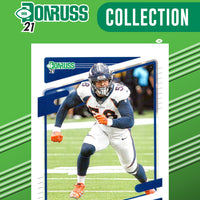 Denver Broncos 2021 Donruss Factory Sealed Team Set featuring a Rated Rookie Card of Patrick Surtain II