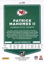 Patrick Mahomes II 2021 Donruss Series Mint Card #116 Kansas City Chiefs
