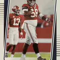 Christian Barmore 2021 Donruss Rated Rookies Series Mint Card #349 picturing Him in his Blue New England Patriots Jersey