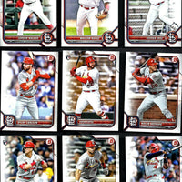 St. Louis Cardinals 2022 Bowman Series 9 Card Team Set made by Topps with Rookies and Prospects Plus