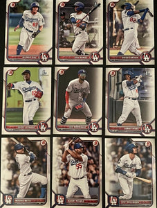 Los Angeles Dodgers 2022 Bowman (made by Topps) Series 9 Card Team Set with Mookie Betts Plus