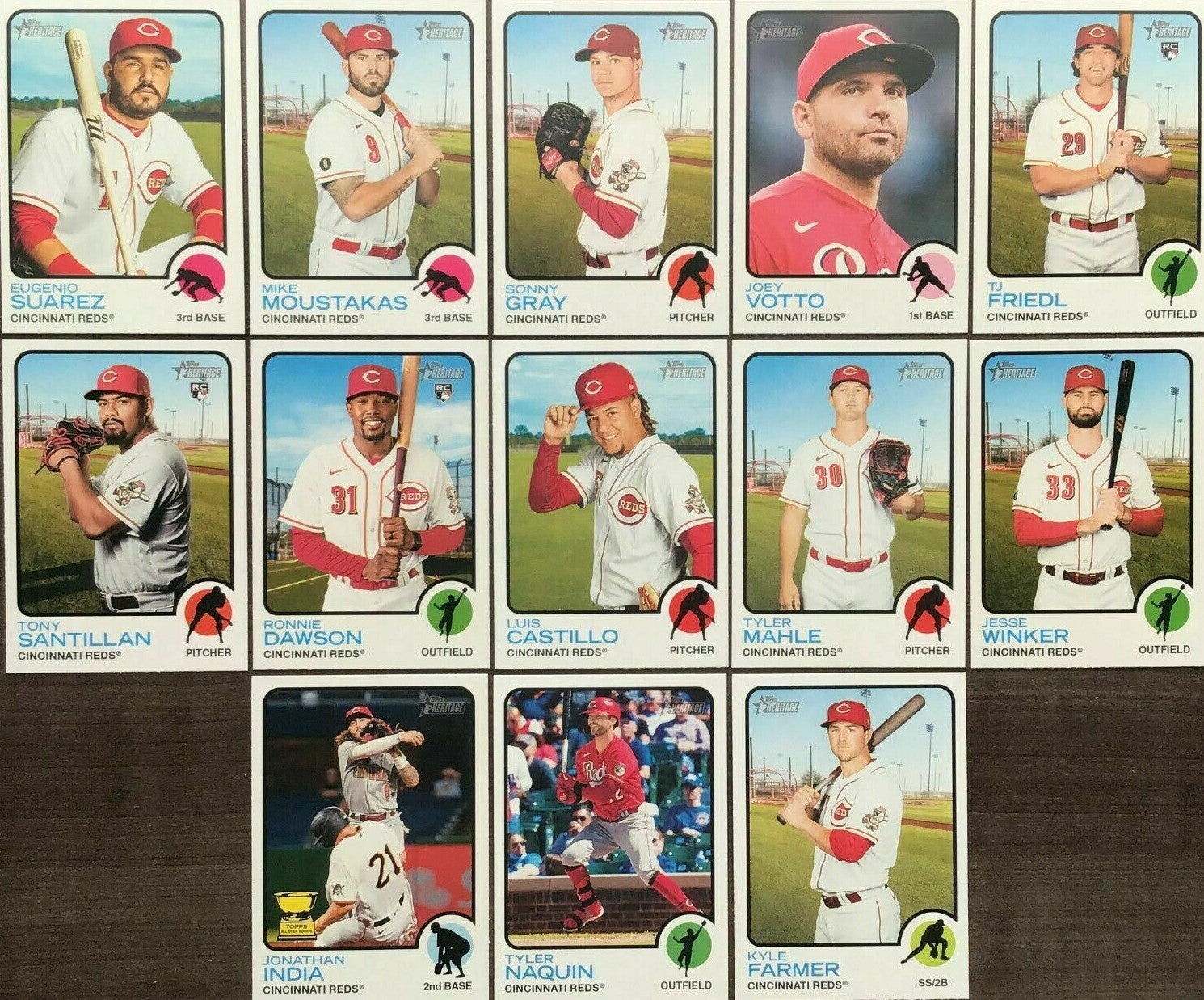 Cincinnati Reds / 2023 Topps Reds Baseball Team Set (Series 1 and 2) with  (21) Cards. PLUS the 2022 Topps Reds Baseball Team Set (Series 1 and 2)  with