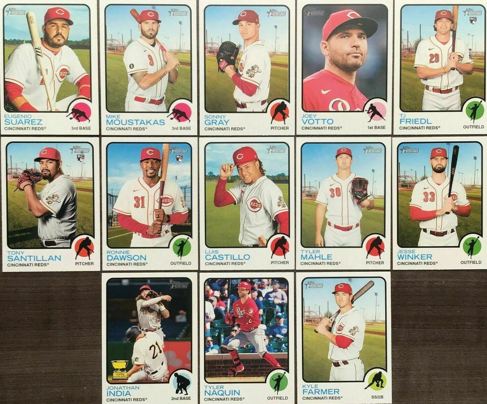 Cincinnati Reds 2022 Topps HERITAGE Series 13 Card Team Set with Stars and Rookie Cards