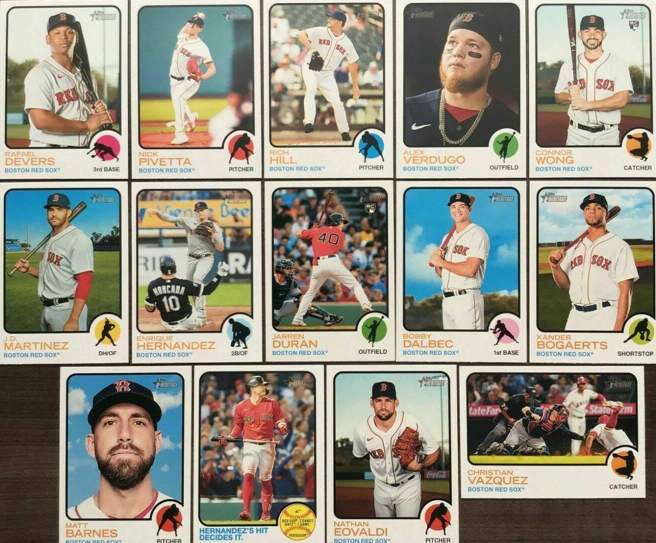 Boston Red Sox/Complete 2020 Topps Red Sox Baseball Team Set! (19 Cards)  Series 1 and 2 ***PLUS*** 2020 Topps Heritage Red Sox Team Set (9) Cards!