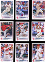Philadelphia Phillies 2022 Topps Complete Mint Hand Collated 24 Card Team Set Featuring Bryce Harper and Rhys Hopkins Plus Rookie Cards and Others
