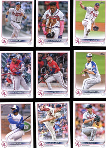 Atlanta Braves 2022 Topps Complete Mint Hand Collated 25 Card Team Set Featuring Ronald Acuna and Austin Riley Plus Rookie Cards and Others