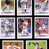 Atlanta Braves 2022 Topps Complete Mint Hand Collated 25 Card Team Set Featuring Ronald Acuna and Austin Riley Plus Rookie Cards and Others