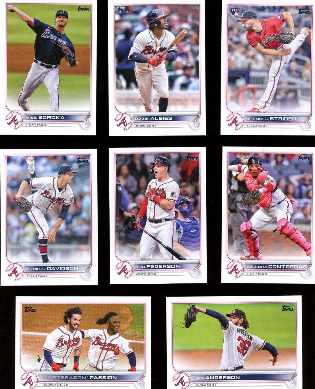 2022 Topps Master (Series 1, 2, Update) Atlanta Braves Team Set of 33 Cards