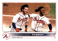 Atlanta Braves 2022 Topps Complete Mint Hand Collated 25 Card Team Set Featuring Ronald Acuna and Austin Riley Plus Rookie Cards and Others
