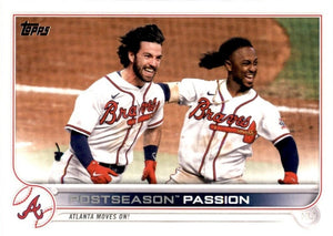 Atlanta Braves 2022 Topps Complete Mint Hand Collated 25 Card Team Set Featuring Ronald Acuna and Austin Riley Plus Rookie Cards and Others