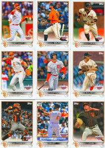 San Francisco Giants 2022 Topps Opening Day 9 Card Team Set with Buster Posey Plus