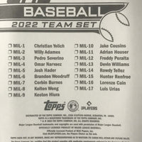 Milwaukee Brewers 2022 Topps Factory Sealed 17 Card Team Set