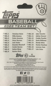 Milwaukee Brewers 2022 Topps Factory Sealed 17 Card Team Set