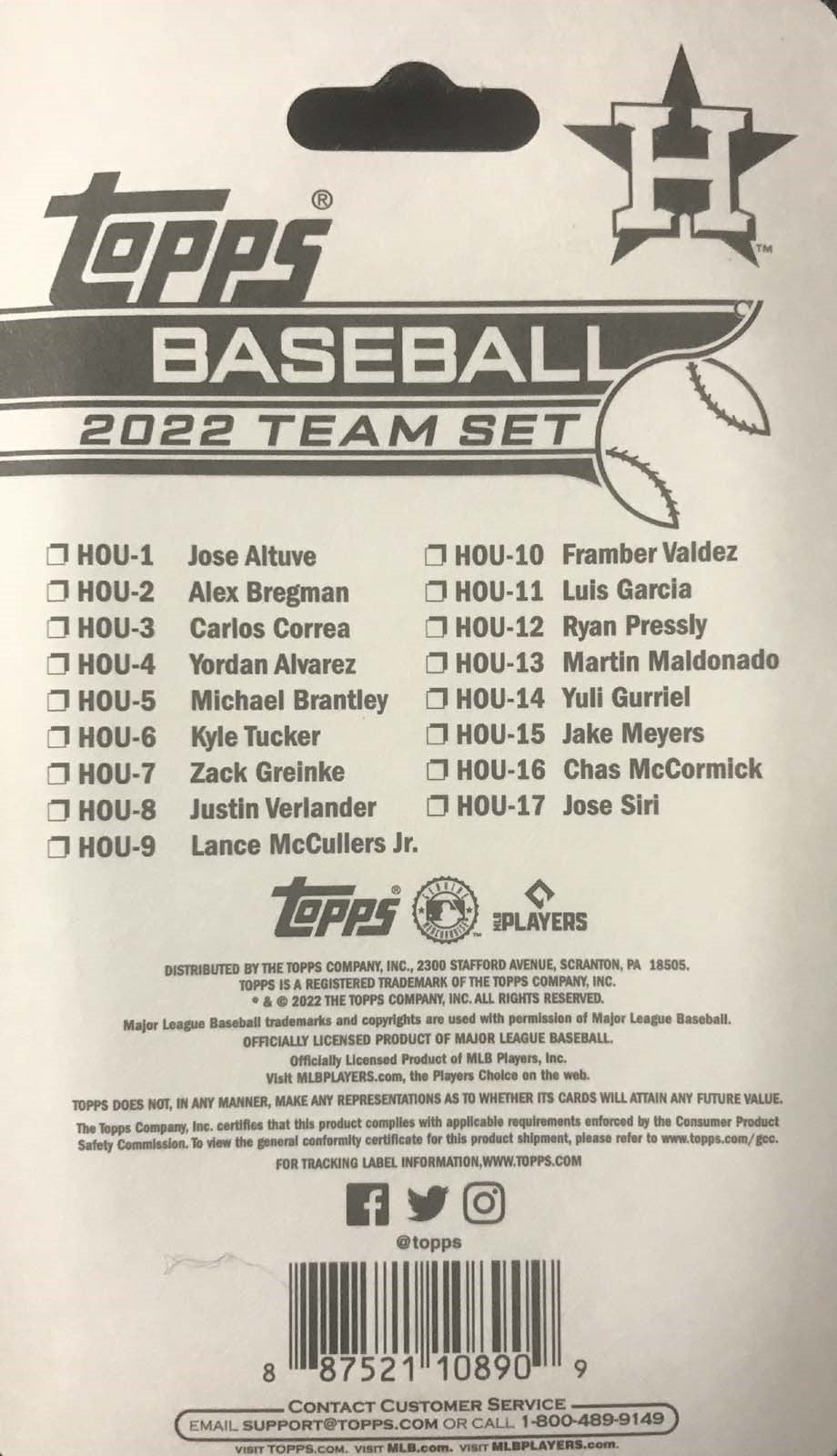 2010 Topps Houston Astros Baseball Cards Team Set