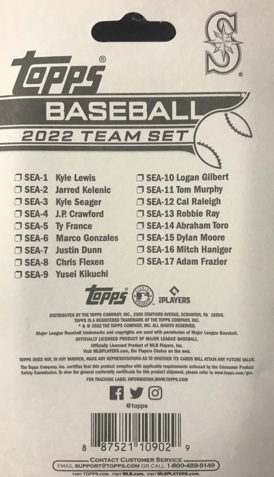 Seattle Mariners / 2022 Topps Baseball Team Set (Series 1 and 2) with (22)  Cards. PLUS 2021 Topps Mariners Baseball Team Set (Series 1 and 2) with  (19) Cards. ***INCLUDES (3) Additional