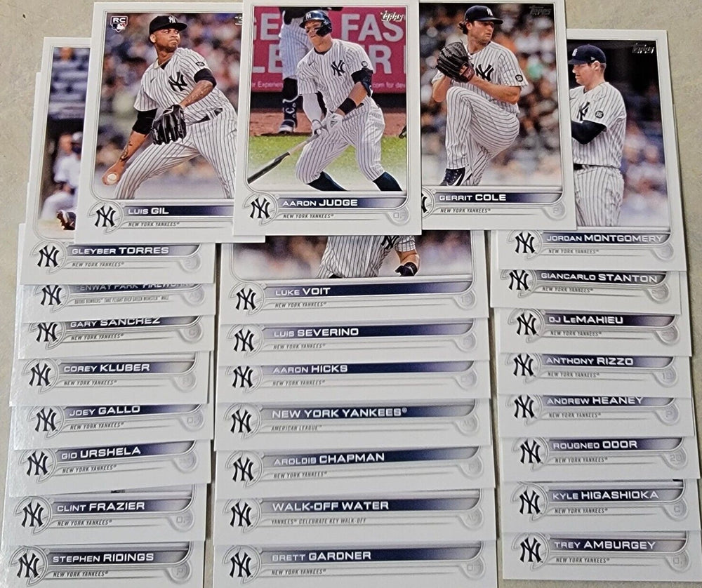 New York Yankees 2022 Topps Complete Mint Hand Collated 26 Card Team Set Featuring Aaron Judge and Gerrit Cole Plus Rookie Cards and Others