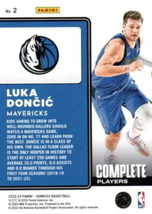 Luka Doncic 2022 2023 Donruss Complete Players Series Mint Insert Card #2