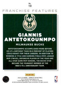Giannis Antetokounmpo 2022 2023 Panini Donruss Franchise Features