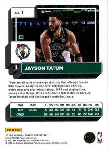 Jayson Tatum 2022 2023 Panini Donruss Series Mint Card #1