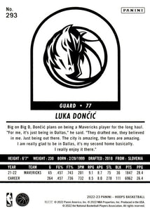 Luka Doncic 2022 2023 Panini HOOPS Series Mint Basketball Tribute Subset Card #293