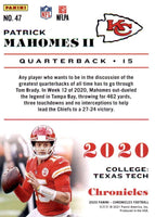 Patrick Mahomes II 2020 Panini Chronicles Series Mint Card #47
