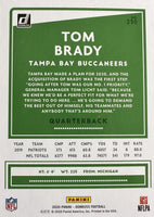 Tom Brady 2020 Panini Donruss Series Mint Card #230 picturing him in his Tampa Bay Buccaneers Jersey.
