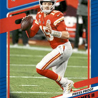 Patrick Mahomes II 2021 Donruss Series BLUE Press Proof Version of Card #116