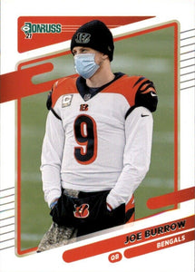 Joe Burrow 2021 Donruss Series Mint 2nd Year Photo Variation Card #211 with a Mask and no Helmet