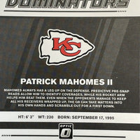 Patrick Mahomes II 2021 Donruss OPTIC Dominators Series Mint Insert Card #DM-PM