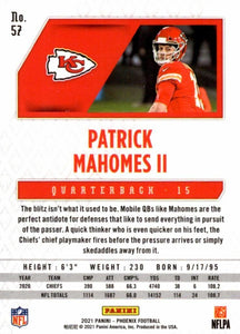 Patrick Mahomes II 2021 Panini Phoenix Fire Burst Card #57