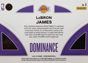 LeBron James 2021 2022 Panini Prizm Dominance Series Mint Insert Card #6