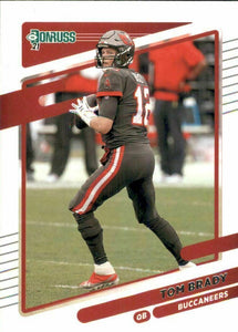 Tom Brady 2021 Panini Donruss Series Mint Card #1 picturing him in his Tampa Bay Buccaneers Jersey.