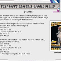 2021 Topps Baseball UPDATE Series Factory Sealed Blaster Box with an EXCLUSIVE Patch