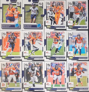 Denver Broncos 2022 Donruss Factory Sealed Team Set featuring Rated Rookie Cards of Nik Bonitto and Greg Dulcich