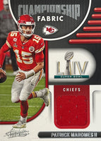 Patrick Mahomes 2022 Panini Absolute Championship Fabric Series Mint Insert Card #CF-3 Featuring an Authentic Red Memorabilia
