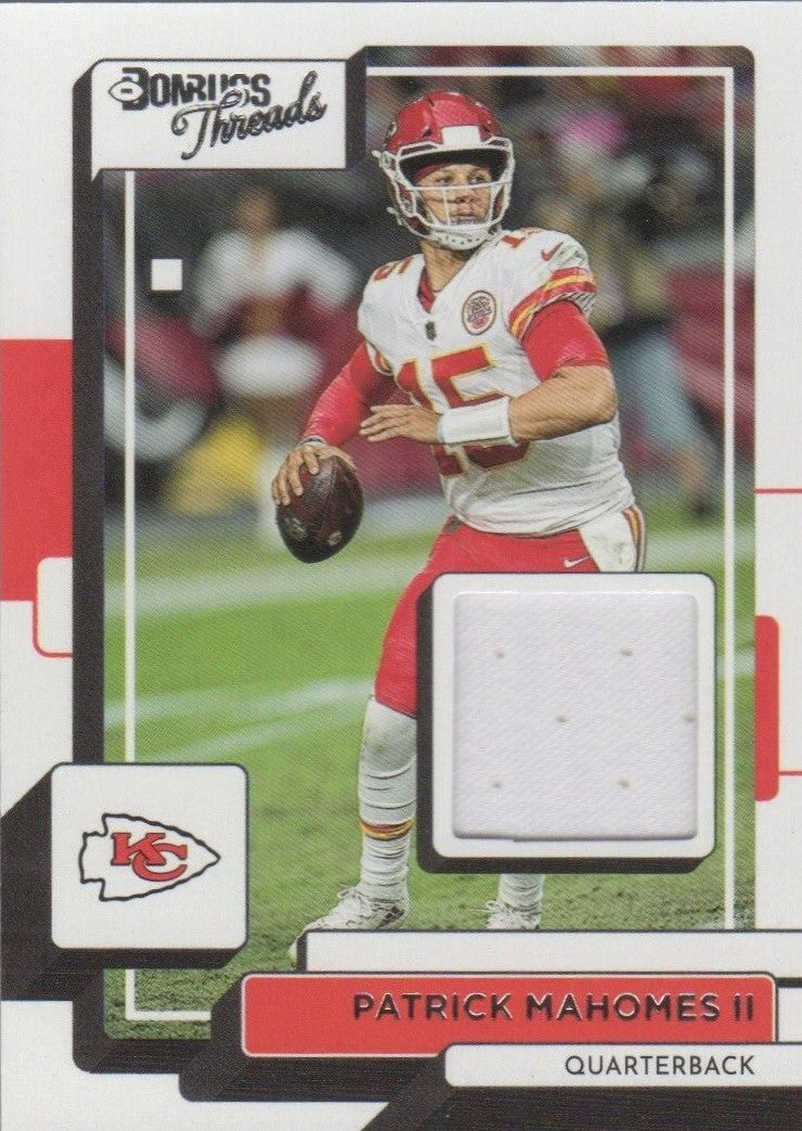Patrick Mahomes 2022 Panini Donruss Threads Series Mint Insert Card #TH-2 Featuring an Authentic White Jersey Swatch