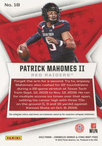 Patrick Mahomes II 2022 Panini Chronicles Draft Picks Rookies and Stars Series Mint Card #18