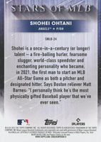 Shohei Ohtani 2022 Topps Stars of The MLB Mint Insert Card ##SMLB-24 picturing him in his Grey Los Angeles Angels Jersey
