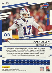 Josh Allen 2022 Panini Prestige Series Mint Card #29