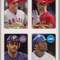 Mike Trout 2013 Topps Archives 4 in 1 Mini Stickers Series Mint Card #69S-THBK with Bryce Harper, Ryan Braun and Matt Kemp