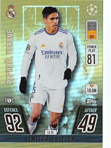 Raphael Varane 2021 2022 Topps Match Attax Limited Edition Gold Series Mint Card #LE25